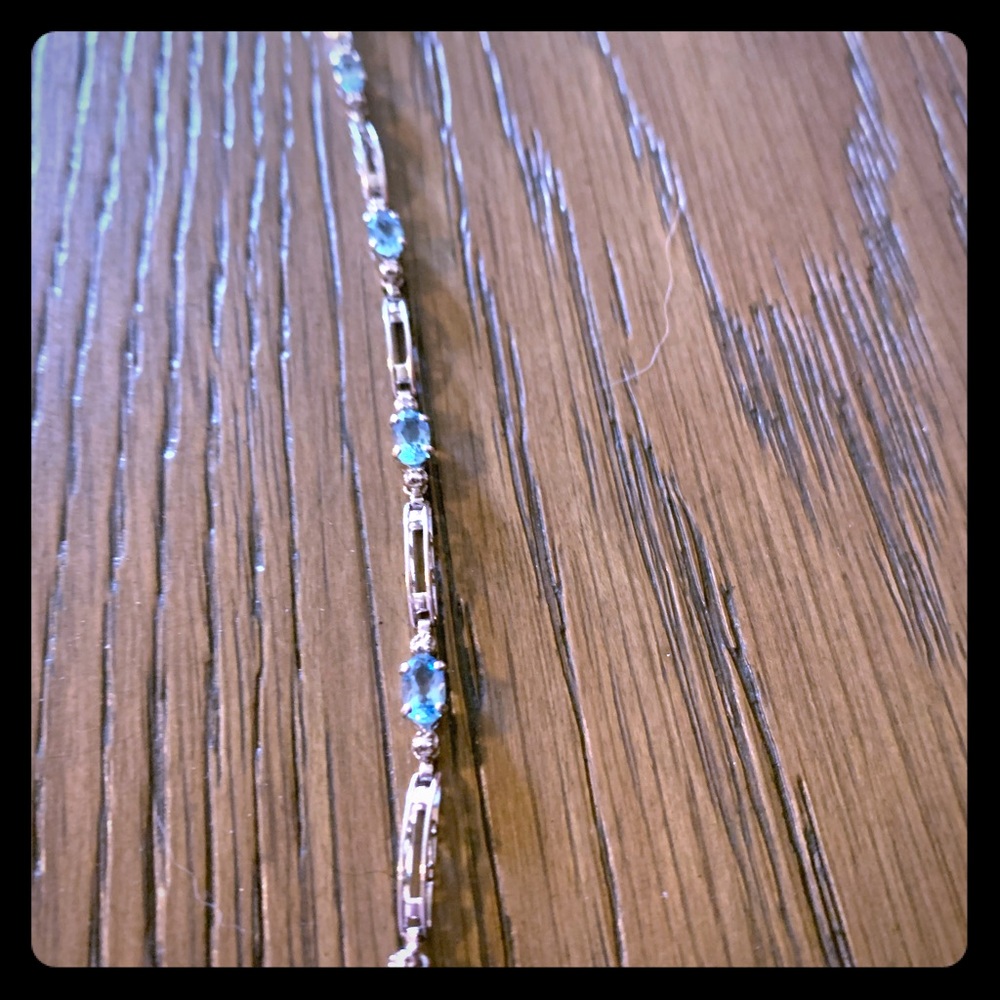 Silver Blue Topaz and Diamond Bracelet